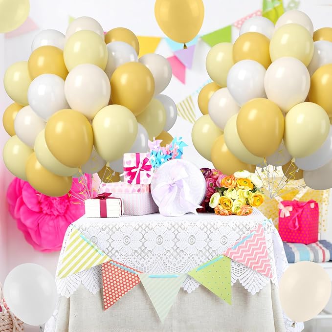 Mustard Yellow White Balloons - Image 4