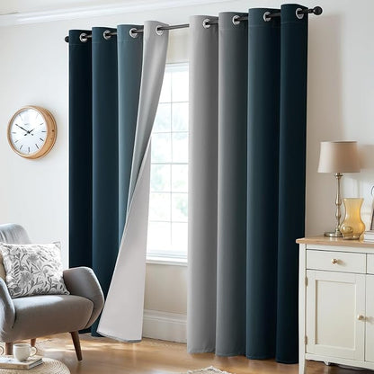 Yakamok 100% Blackout Curtains Ombre Navy Blue Curtains - Image 6