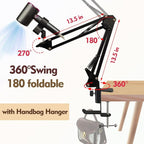 Blow Dryer Stand Hands Free 360 Rotate Hands Free Hair Dryer Holder，Adjustable Hair Dryer Stand Hands Free, Hands Free Blow Dryer Holder Stands Free Clip Suitable for 99%