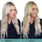 DOORES Clip-in Hair Extensions - Real Human Hair, Dark Blonde Highlighted Bleach Blonde 80g, 12 Inch, 7pcs Straight Natural Clip-ins