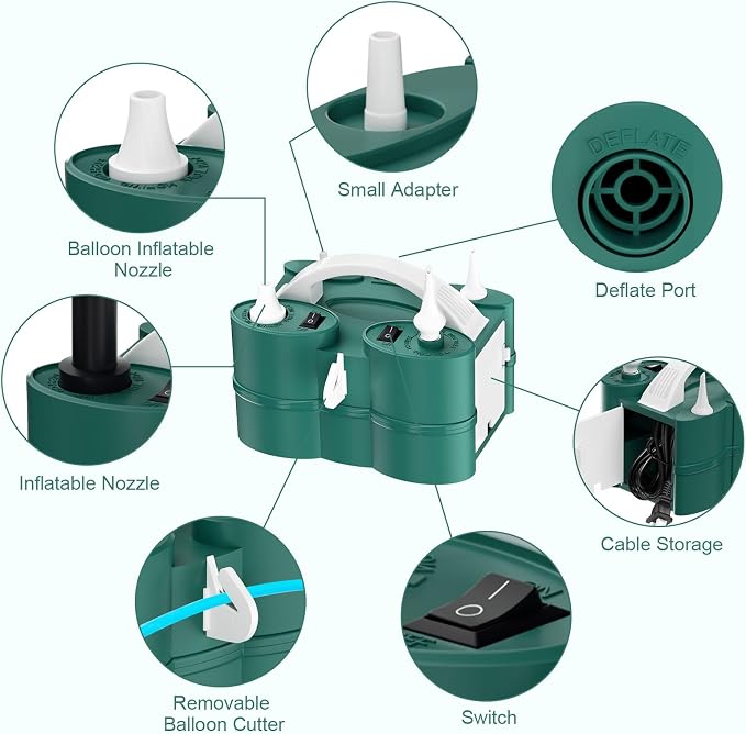 IDAODAN Electric Balloon Pump, Portable Electric Balloon Blower Machine - Image 3