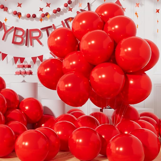 AULE 50Pcs Latex 12 Inch Red Balloons Helium Shiny Thicken Balloon | Perfect by AULE