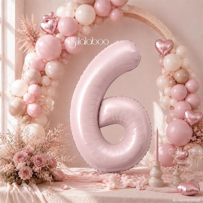 40 Inch Light Pink Number 6 Foil Big 0-9 Giant Digital Balloon | 6th - Image 2