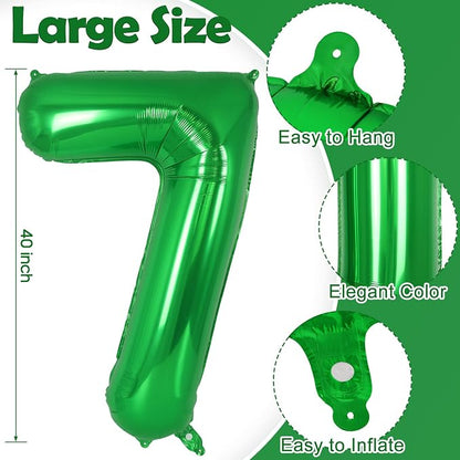 Dark Green Number 7 Balloon 40 Inch, Big Large Foil Helium Number Balloons - Image 2