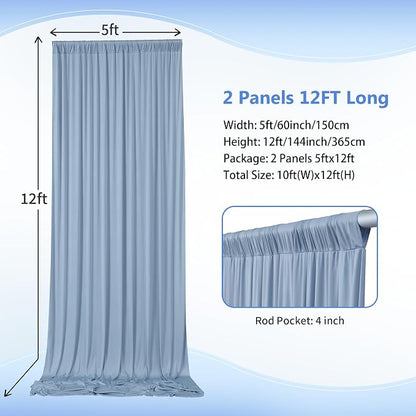 10ft×12ft Wrinkle Free Dusty Blue Backdrop Curtain - Image 3