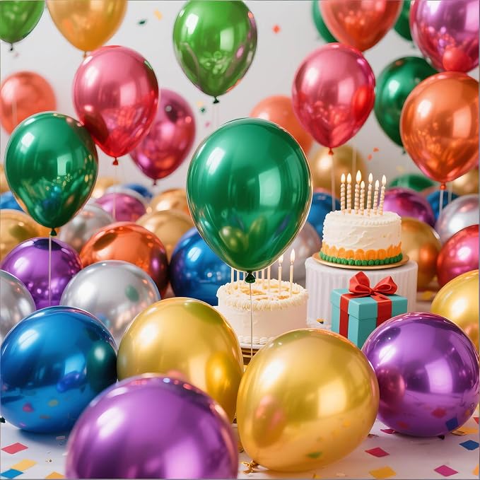 110pcs Metallic Multi Balloons, Metallic Color Latex Balloons 12 inch - Image 6