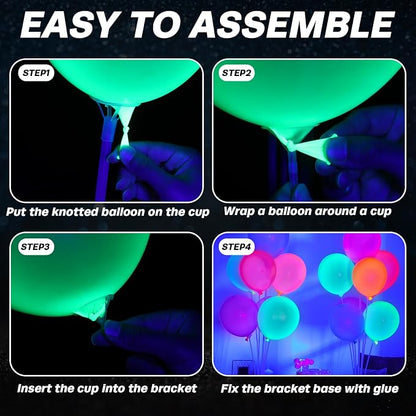 4 Set UV Neon Light up Glow in the Dark Balloon Stand Centerpiece Table - Image 5