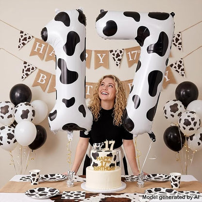 40 Inch Cow Print Number 17 Balloon - Image 4