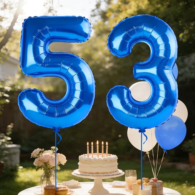 40 Inch Number 53 Balloons for 53rd Birthday Party Decorations, 0-100 Dark Blue - Image 3