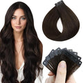 Full Shine Tape in Hair Extensions Human Hair Color 2 Dark Brown 30G Tape Extensions Remy Hair 20Pcs 12Inch Invisible Tape in Extensions No Clips for Daily Wear Seamless Glueless Straight Party
