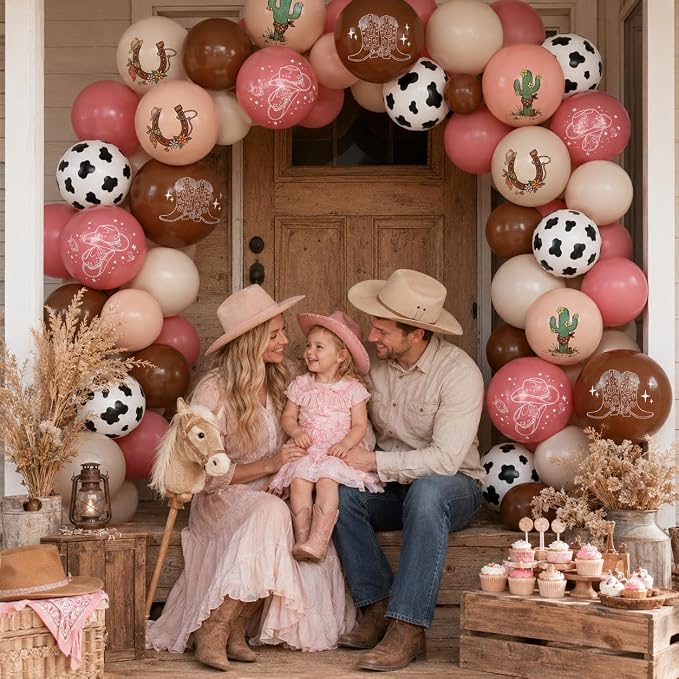 Cowgirl Balloons, 12 Inch Pink Brown Balloon - Image 7