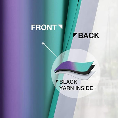 Yakamok Teal and Purple Blackout Curtains, Ombre Full Room Darkening Window - Image 5