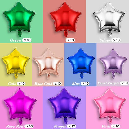 Raiten 100 Pcs 18 Inch Star Foil Balloons Large Helium Balloons Star Shaped - Image 3