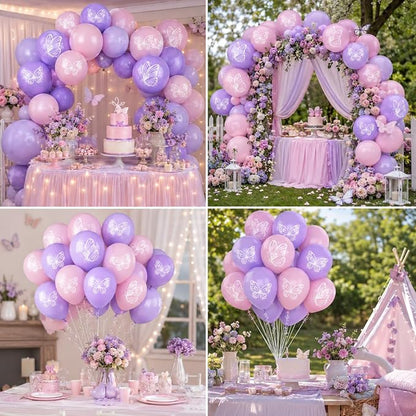 Butterfly Balloons, Maca Pink Maca Purple Birthday Balloons - Image 4