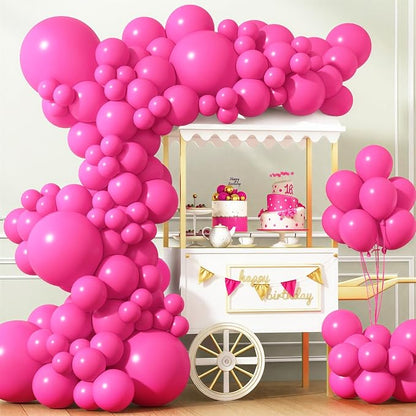 APLANET 150pcs Hot Pink Balloons Different Sizes 18 12 10 5 Inch Latex Magenta by ZJHAI