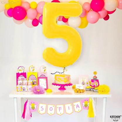 KatchOn, 40 Inch | Yellow 5 Balloon | 5th Birthday Decorations - Image 8
