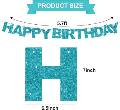 BEISHIDA Pre-Strung Lake Blue Happy Birthday Banner Party Sign Decoration | - Image 2