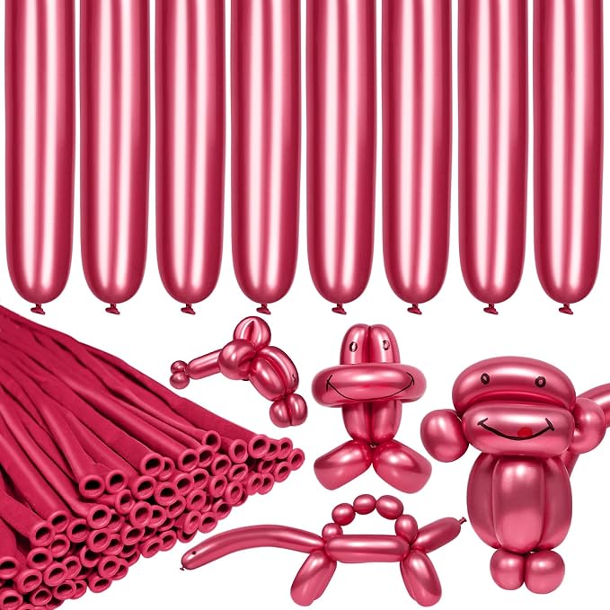 LXZFCRG 260 Long Balloons, Shiny Metallic Latex Twisting Balloon by LXZFCRG