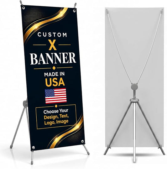 custom x stand banner 30x65" custom banners personalized Printed in USA | by BCB