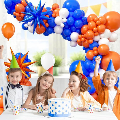 Royal Blue and Orange Balloon Arch Garland Kit White Orange Blue Balloons | - Image 5