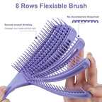 Detangler Brush for Curly Hair, Hairbrush for Wet Dry Thick Thin, Easily Comb Through Curl Hair and Reduces Breakage, Curly Brush for Women Men Kid (Purple)