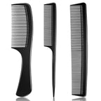 3 Pieces Rsiynax Professional Teasing Comb, Premium Black Carbon Fiber Hair Comb Set for Cutting and Styling, Fine and Wide Tooth Hair Barber Combs for Women and Man