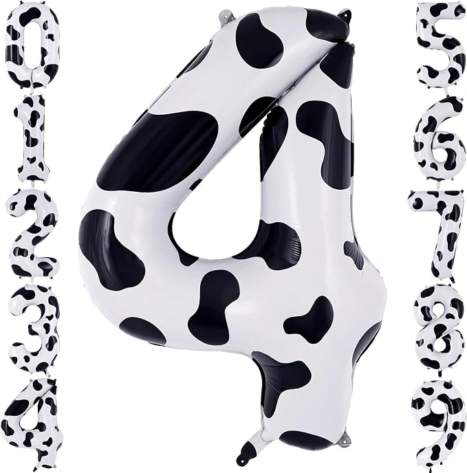 40" Cow Print Foil Number 4 Balloon by TNCDJKPA