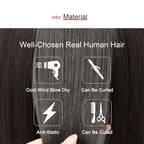 100% Human Hair Topper Machine Hand Made Hair Pieces Clip in Hair Wiglets for Women Thinning Hair,Hair Loss BAZF710 (BR Brown × Hair Length:7.8"(20cm), Base Dimension:2.8"×3.9"(7cm×10cm))