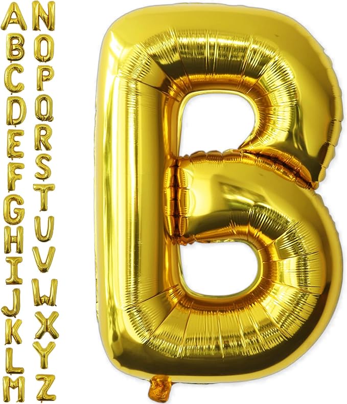 VHUWE 40 inch Gold Letter B Balloon, Big Size Alphabet Foil Mylar Helium by VHUWE