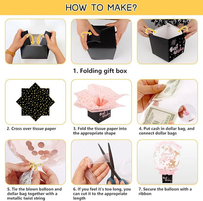 UQM Birthday Money Box for Cash Gift Pull, Funny Pull Money Balloon Box | Happy - Image 6