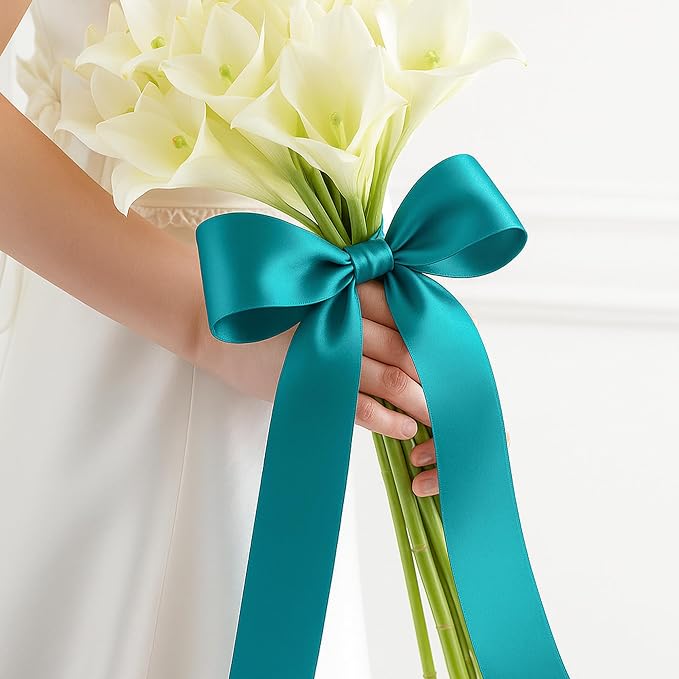 1 1/2In 30Yards Teal Ribbon for Gift Wrapping Birthday Graduate Christmas | - Image 7