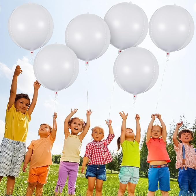 Metallic White Balloons, 22 Inch Large Sphere Round Balloons - Image 6