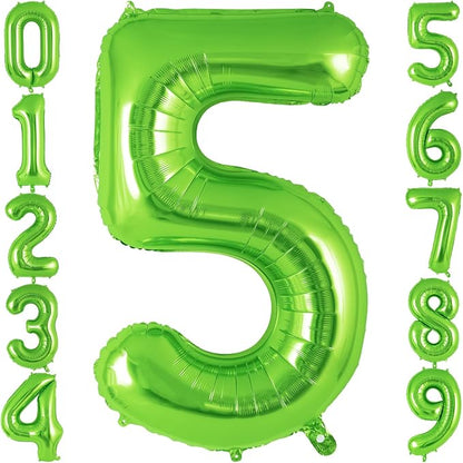 Green Number 5 Balloon 40 Inch, Big Large Foil Helium Number Balloons, Jumbo by AIQINHU