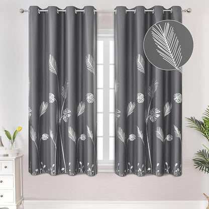 Silver Palm Tree Blackout Curtains 2 Panels by ESTELARTEXTILER