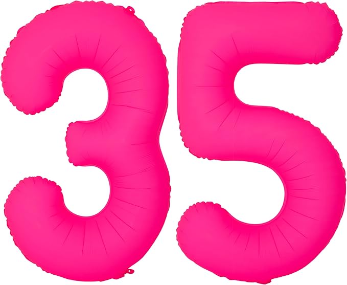 Pink Birthday Number 35 Balloons 40IN Fluorescent Pink 53 Foil Balloon | by YOIOZAIZAI
