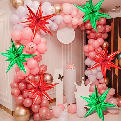 72 PCS Red and Green Star Balloons, Big 26 Inch Christmas Star Foil Balloons - Image 8