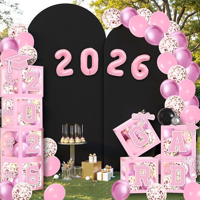 2026 Graduation Balloon Boxes Decorations – Clear Balloon Box Stack - Image 4
