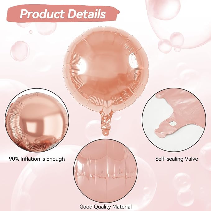 20PCS Silver Rose Gold Round Foil Balloon, 18 Inch Round Foil Balloons - Image 3