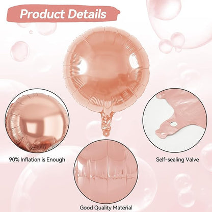 20PCS Silver Rose Gold Round Foil Balloon, 18 Inch Round Foil Balloons - Image 3