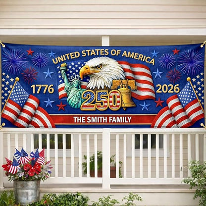 Personalized 250 Years of Freedom USA Banner 1776-2026, Patriotic American - Image 3