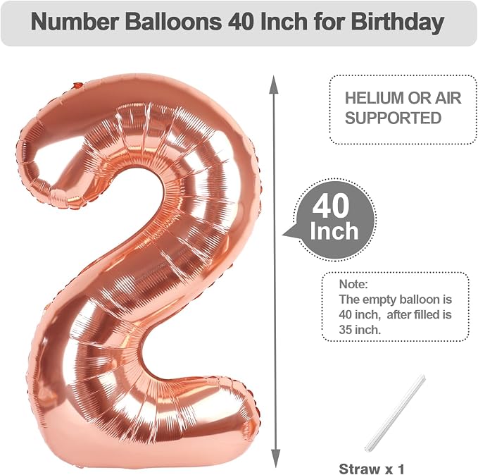Numbers 10 Balloon 40Inch Rose Gold Balloons - Image 5
