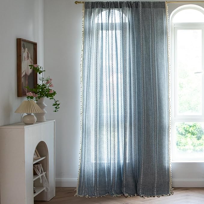 Sutuo Home Boho Curtains for Living Room 90 Inches Long, Semi-Blackout French - Image 3