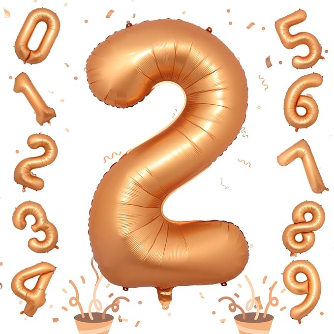 40 Inch 2nd Birthday Balloon, Big Helium Mylar Number 0-9 Set by Isndare