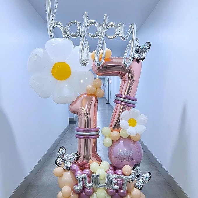 Rose Gold 17 Number Balloons, 40 Inch Big Giant Jumbo 17 or 71 Balloon Numbers - Image 3