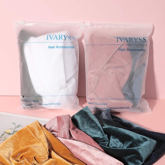 IVARYSS Extra Wide Headbands for Women Non-Slip, 7'' Large Twist Knotted Stretchy Wraps Head Bands Hair Accessories, 4 Pack, Solid Color