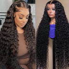 13x6 Deep Wave Lace Front Wigs Human Hair 200% Density HD Lace Front Wigs Human Hair Pre Plucked Natural Color Glueless Wig 100% Virgin Lace Front Wigs for Women（20inch）