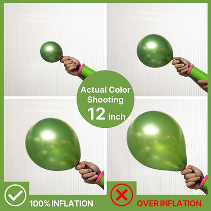 PartyWoo Metallic Green Balloons 50pcs Latex Helium Balloons 12 Inch | - Image 3
