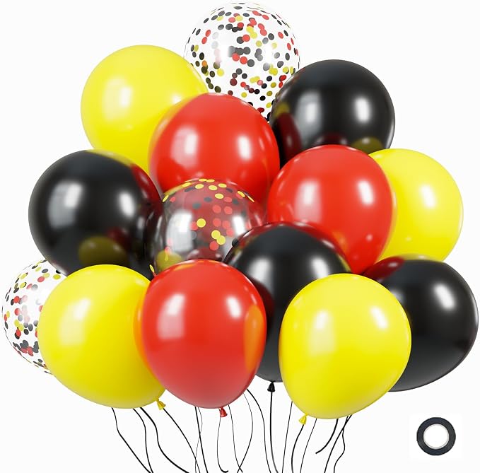KBZVNAF Red Yellow Black Latex Balloons 60 Pack 12 inch | Red Yellow Black by KBZVNAF