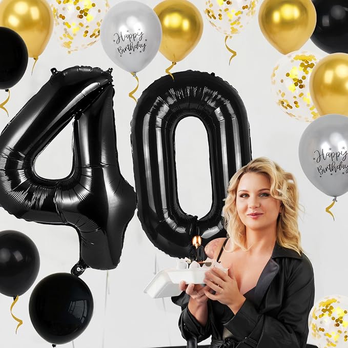 40th Birthday Decorations for Men Women, 40 inch 40 Balloon Numbers - Image 6