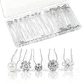 40 PCS Wedding Hair Pins for Brides, Pearl Hair Pins for Wedding, Silver Crystal Rhinestone Hair Pin Decorative Hair Accessories for Bridal Bridesmaid Women Prom Party